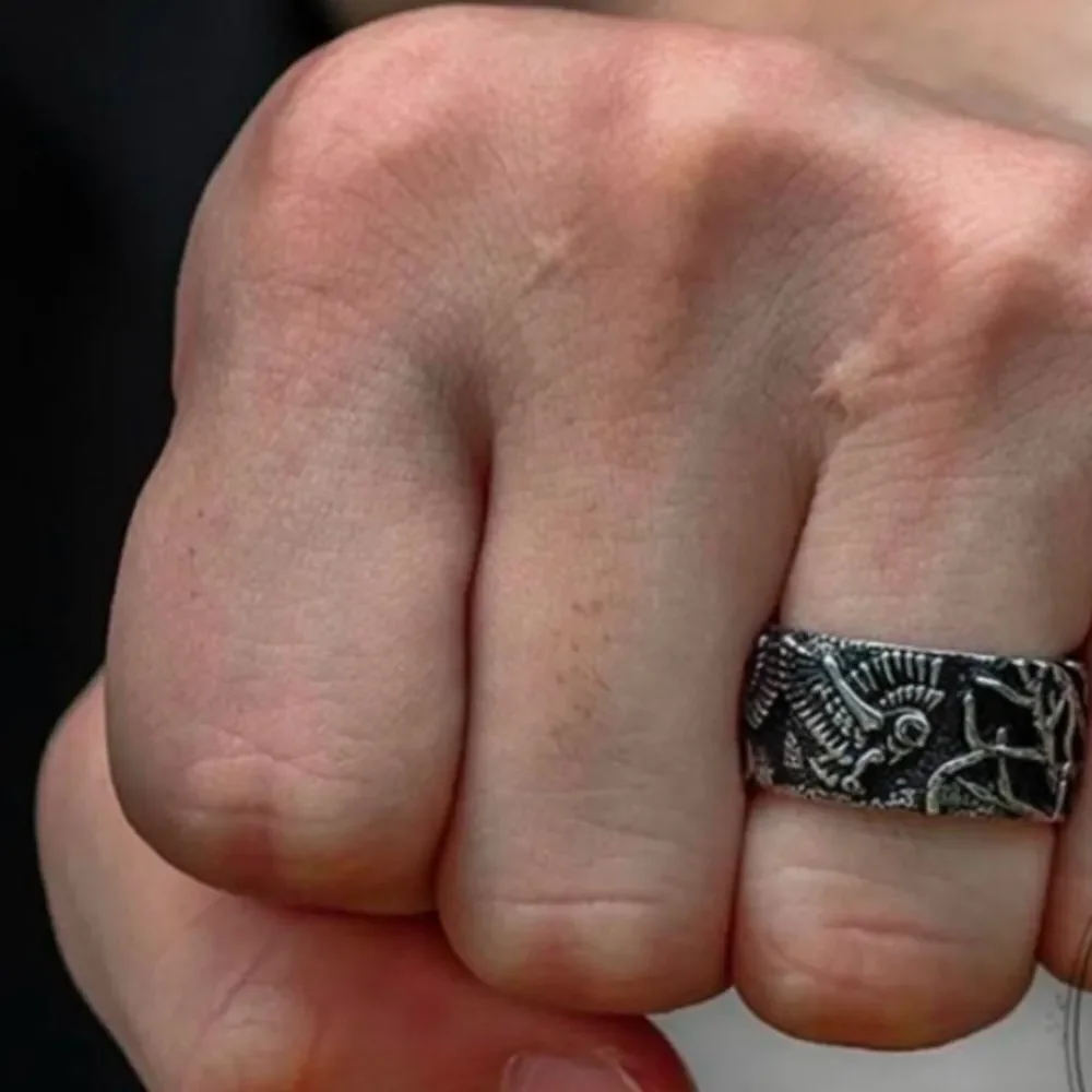 GTHIC Retro Eagle Branch Men’s Brass Ring